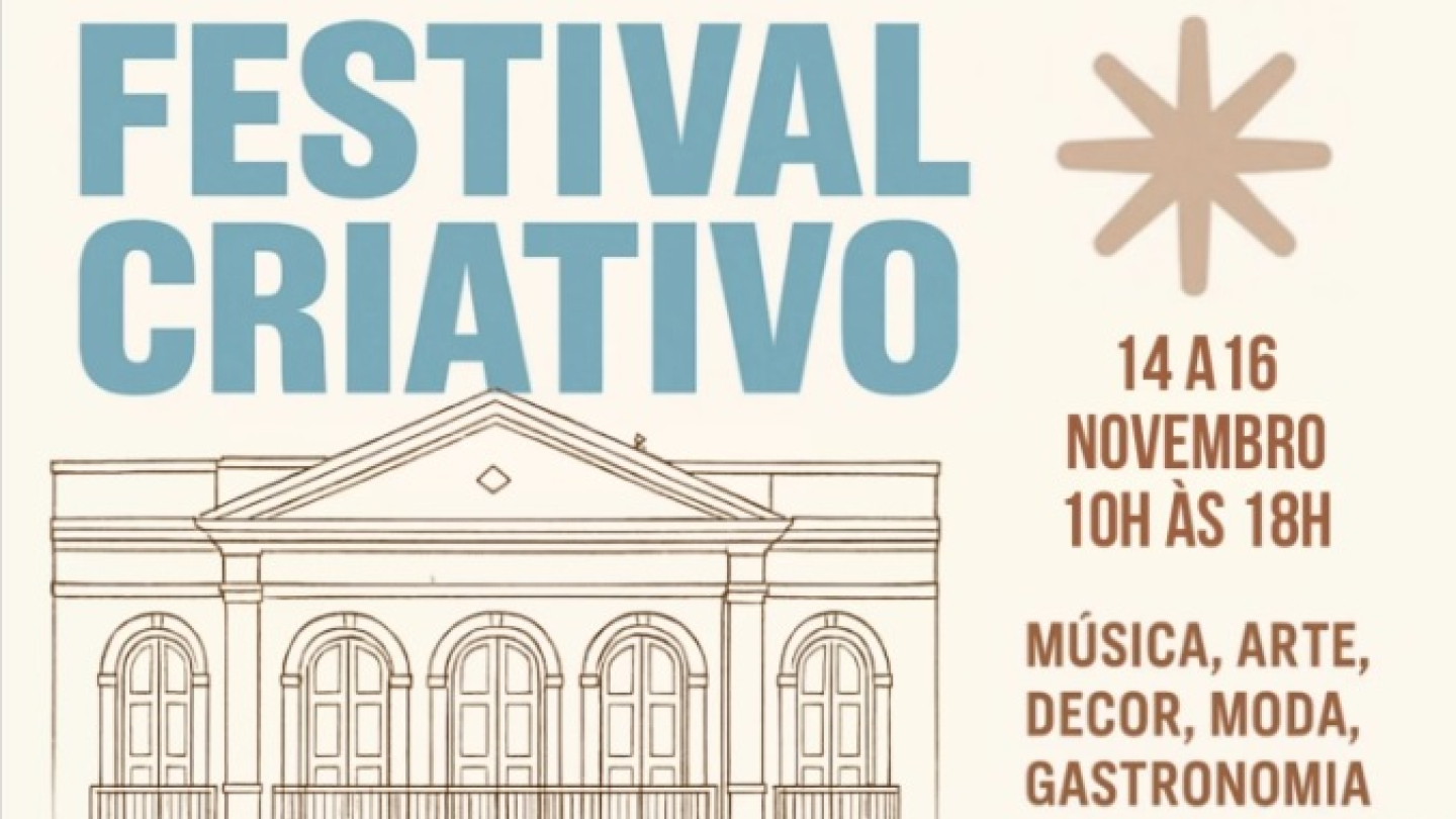 Cartaz do Festival Criativo, de 14 a 16 de novembro, na Casa da Frontaria Azulejada em Santos