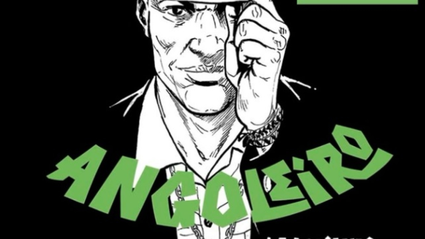 Anúncio do lançamento da HQ "Angoleiro: A Caminho das Nuvens", que ocorre na Gibiteca de Santos no sábado, 31 de janeiro, entre 15h e 18h