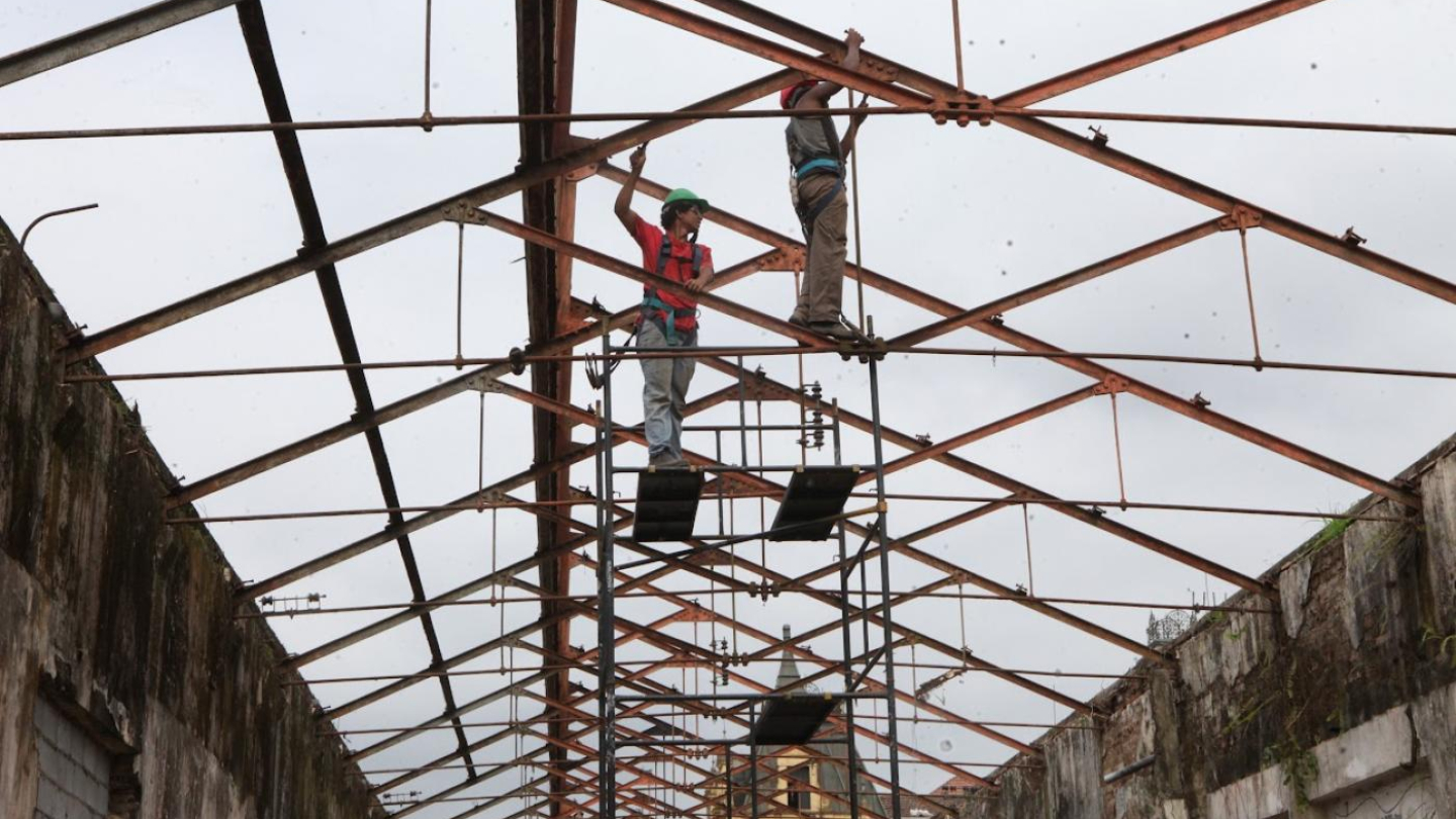 Telhado do futuro museu ferroviário