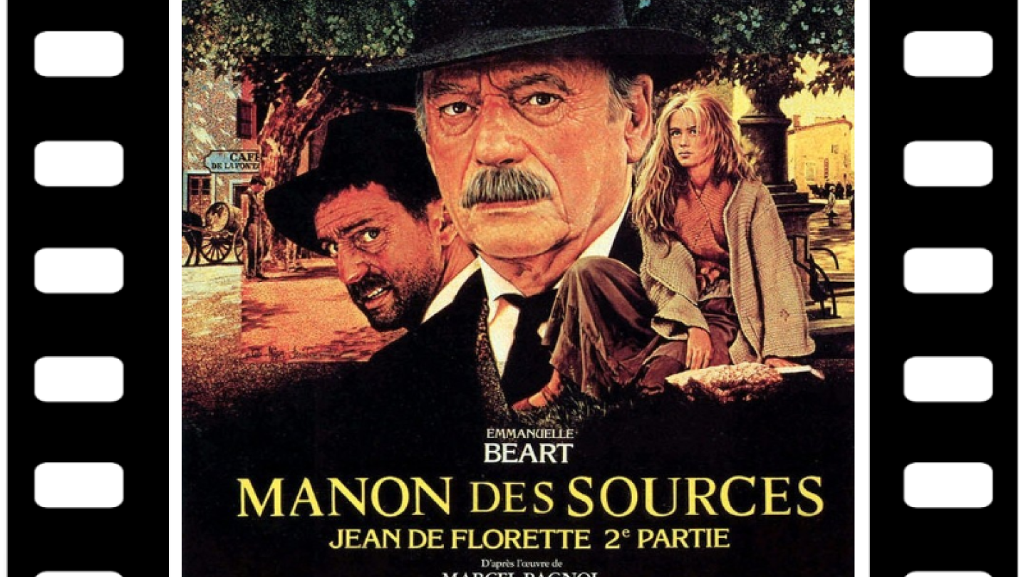 Cartaz de divulgação do projeto "Cinema Francófono" na Cinemateca de Santos, anunciando a exibição gratuita do filme "A Vingança de Manon" com homenagem a Yves Montand