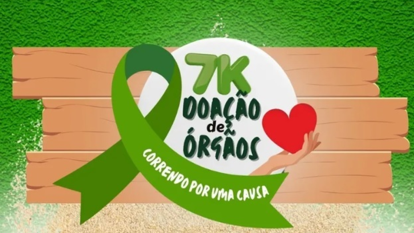 Cartaz com os dizeres 7K doação de órgãos, prepare-se para um desafio que une esporte e solidariedade