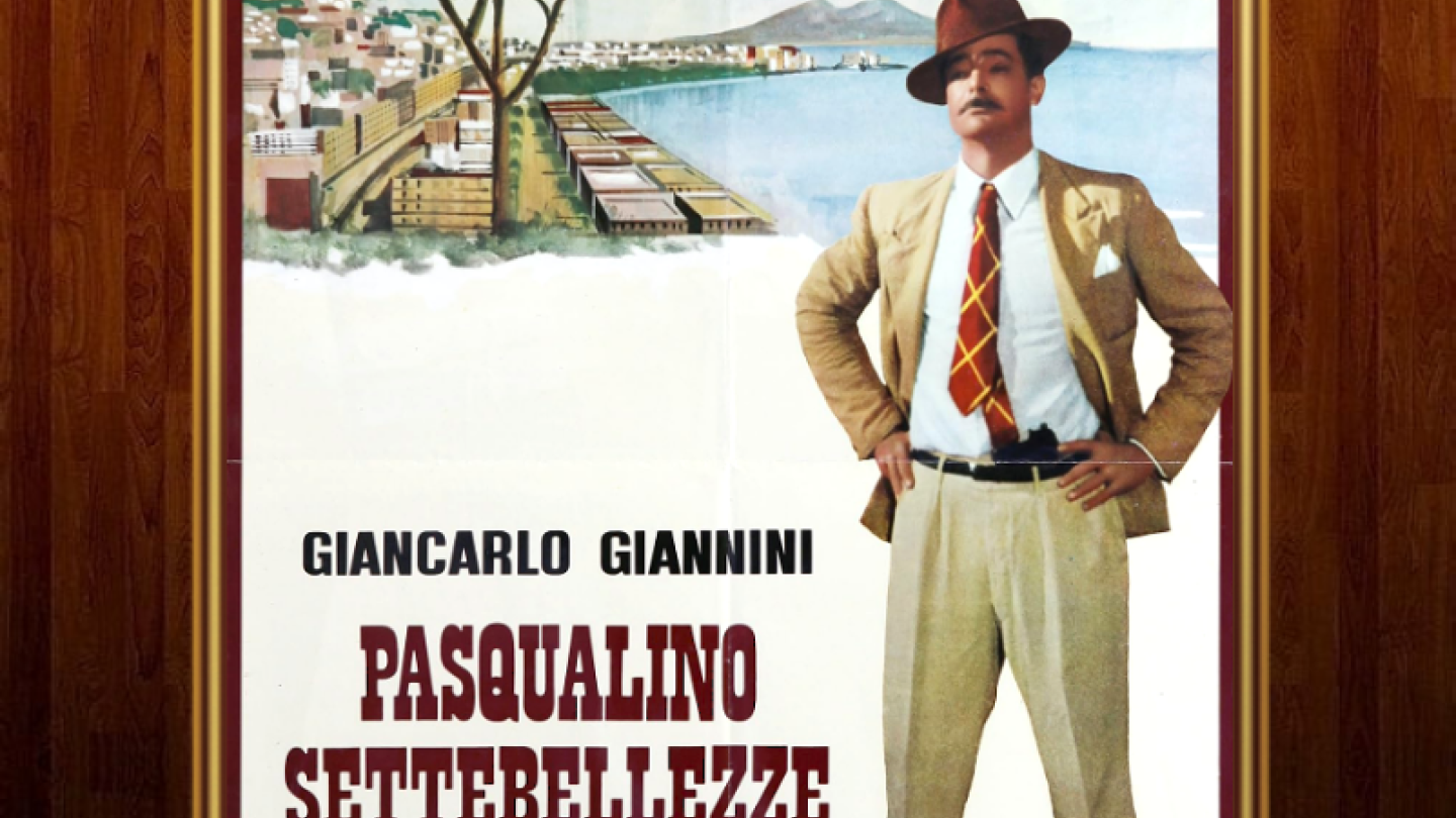 Cartaz do filme Pasqualino, na Cinemateca de Santos