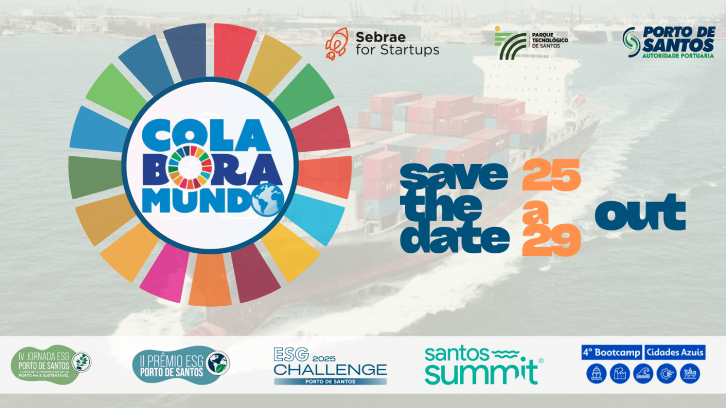 Cartaz do evento Colabora Mundo, de 25 a 29 de out, em Santos