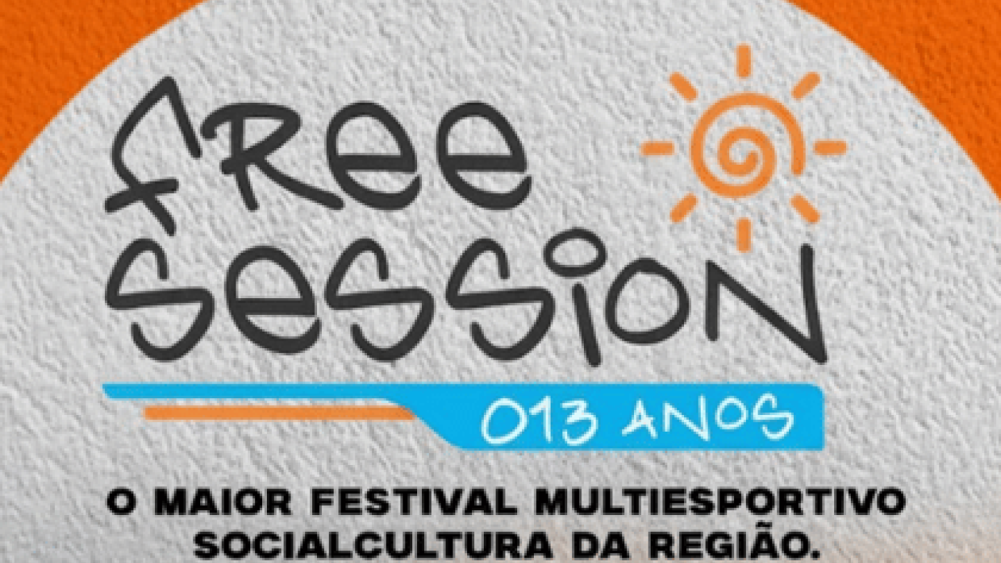Cartaz do Free Session 013, no quebra mar em Santos