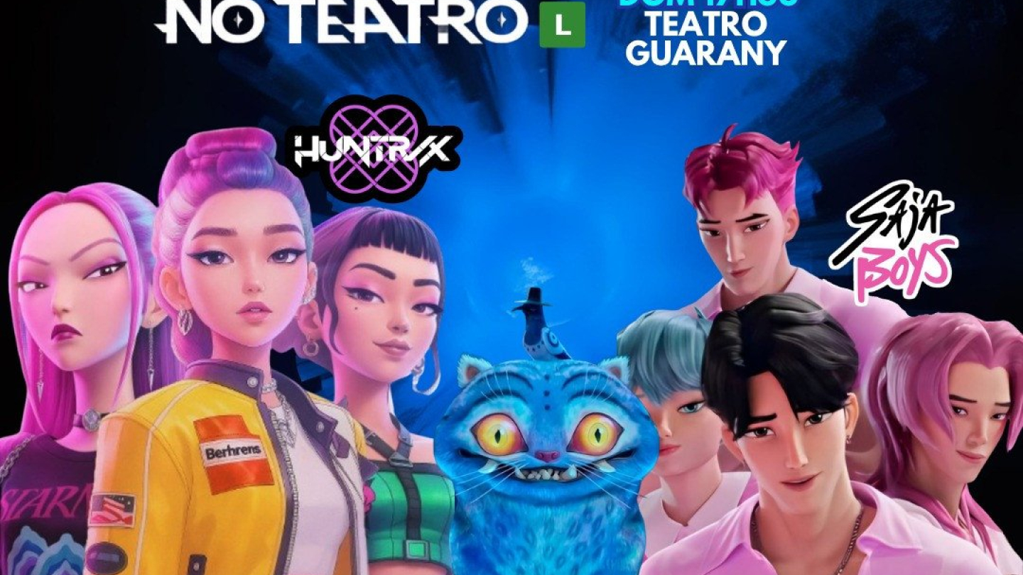 Cartaz do musical K-pop e as guardiãs, no Teatro Guarany em Santos