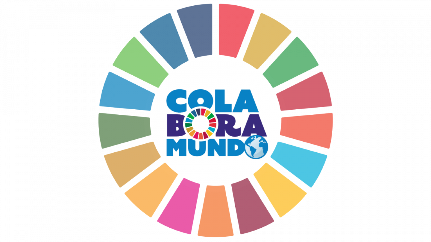 Logotipo redondo e colorido do ColaBora Mundo