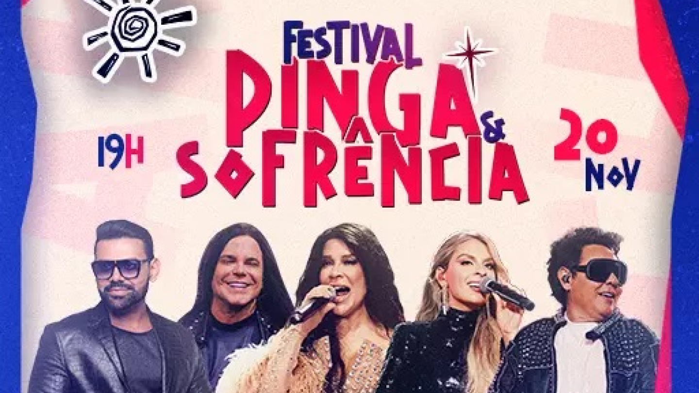 Cartaz do Festival Pinga & Sofrência, dia 20 de novembro, no Santos Convention Center