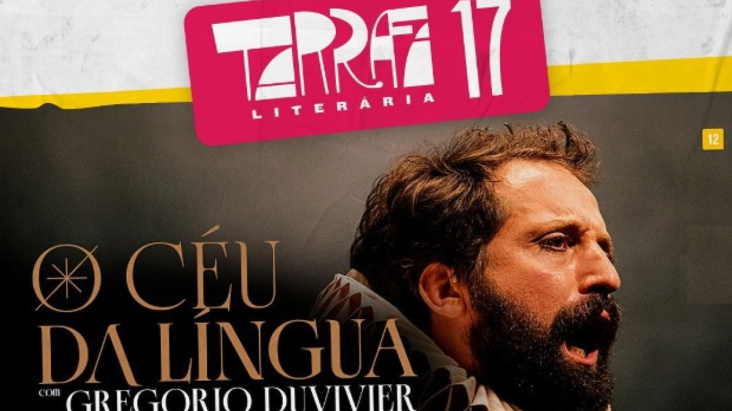 Cartaz da peça de abertura da Tarrafa Literária de Santos 'O Céu da Língua'