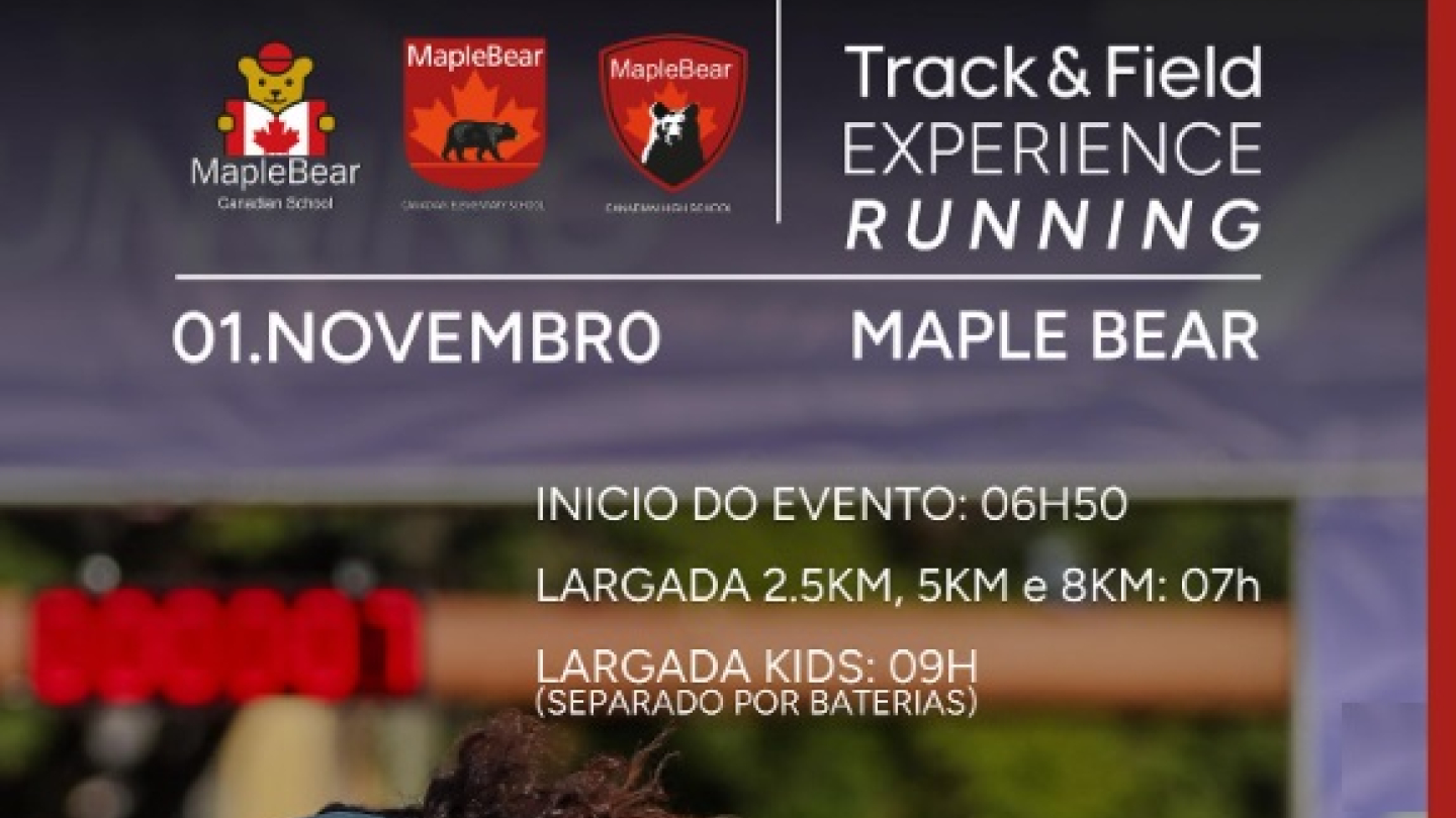 Cartaz da corrida Track&Field Maple Bear, em Santos