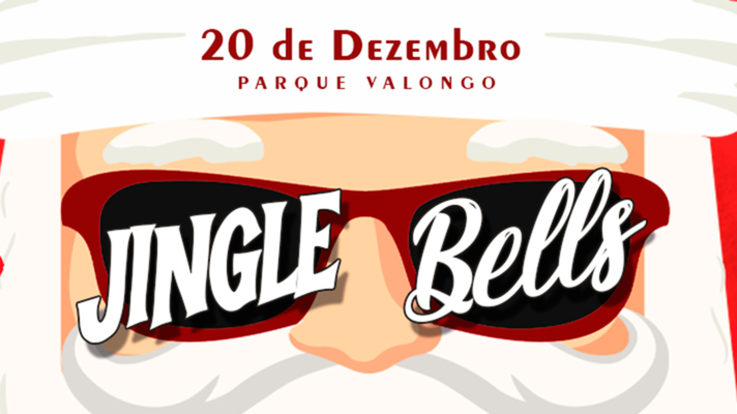 banner festivo de Natal em tons de vermelho e branco, apresentando um Papai Noel "descolado" de óculos escuros (estilo "rocker") fazendo um gesto de "rock on" com as mãos