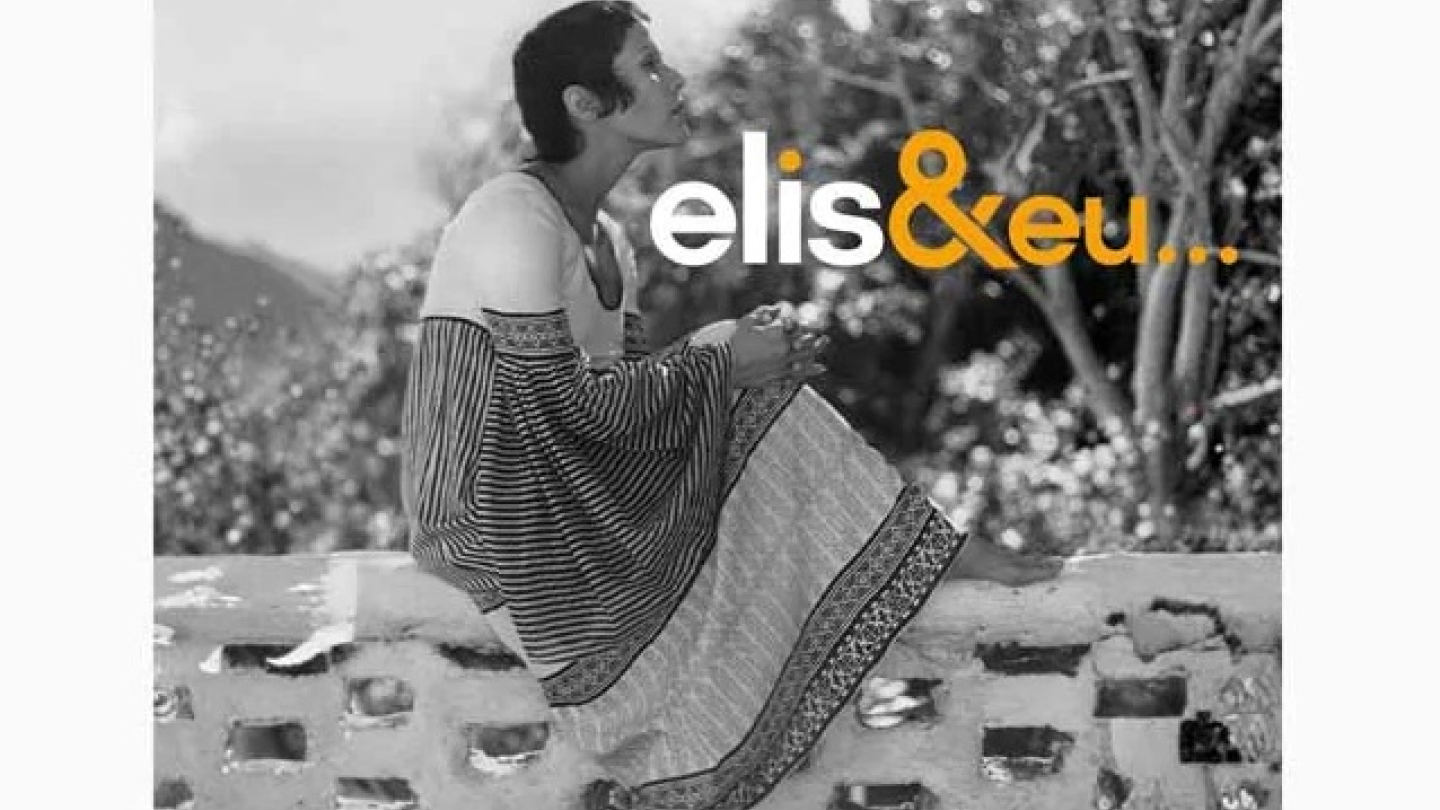 Cartaz de divulgação do espetáculo "Elis e Eu", com João Marcello Bôscoli, que será realizado no Teatro Municipal Brás Cubas no dia 21 de março às 21h, apresentando uma fotografia em preto e branco de Elis Regina