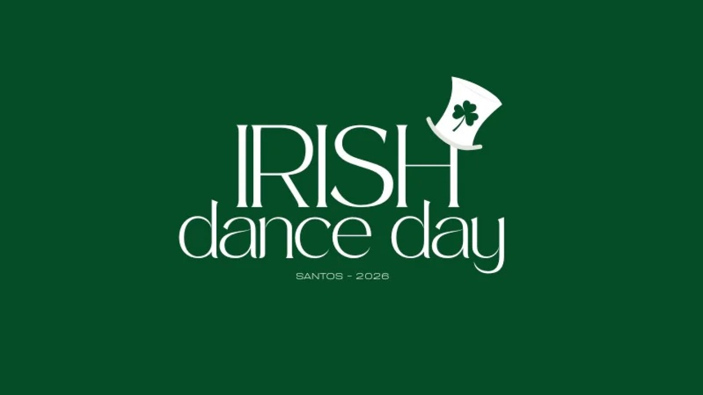 Este é o logotipo do evento "Irish Dance Day", previsto para acontecer em março, em Santos