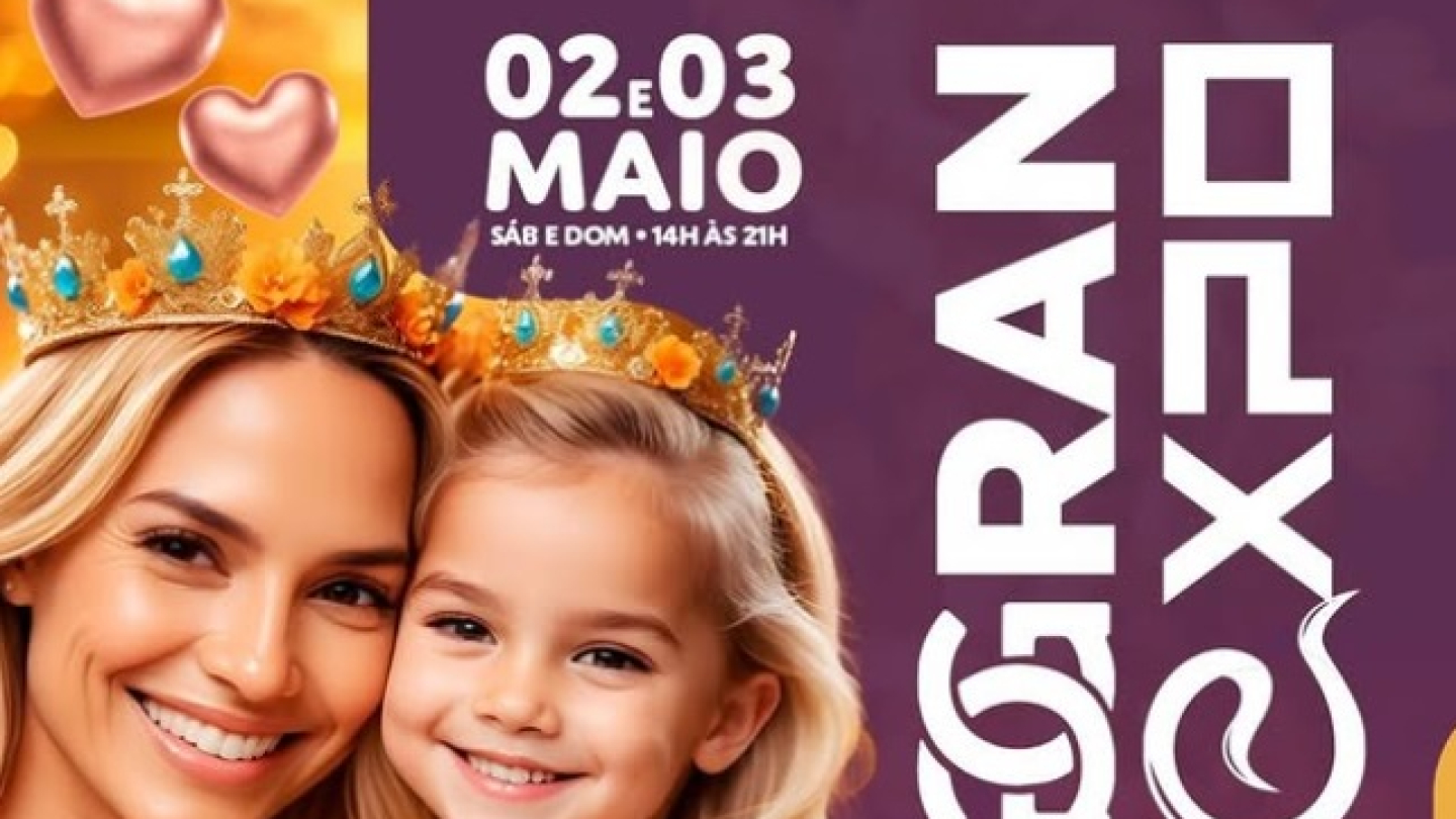Cartaz de divulgação do Gran Bazar - Edição Dia das Mães, que acontece nos dias 2 e 3 de maio no Santos Convention Center, com entrada gratuita