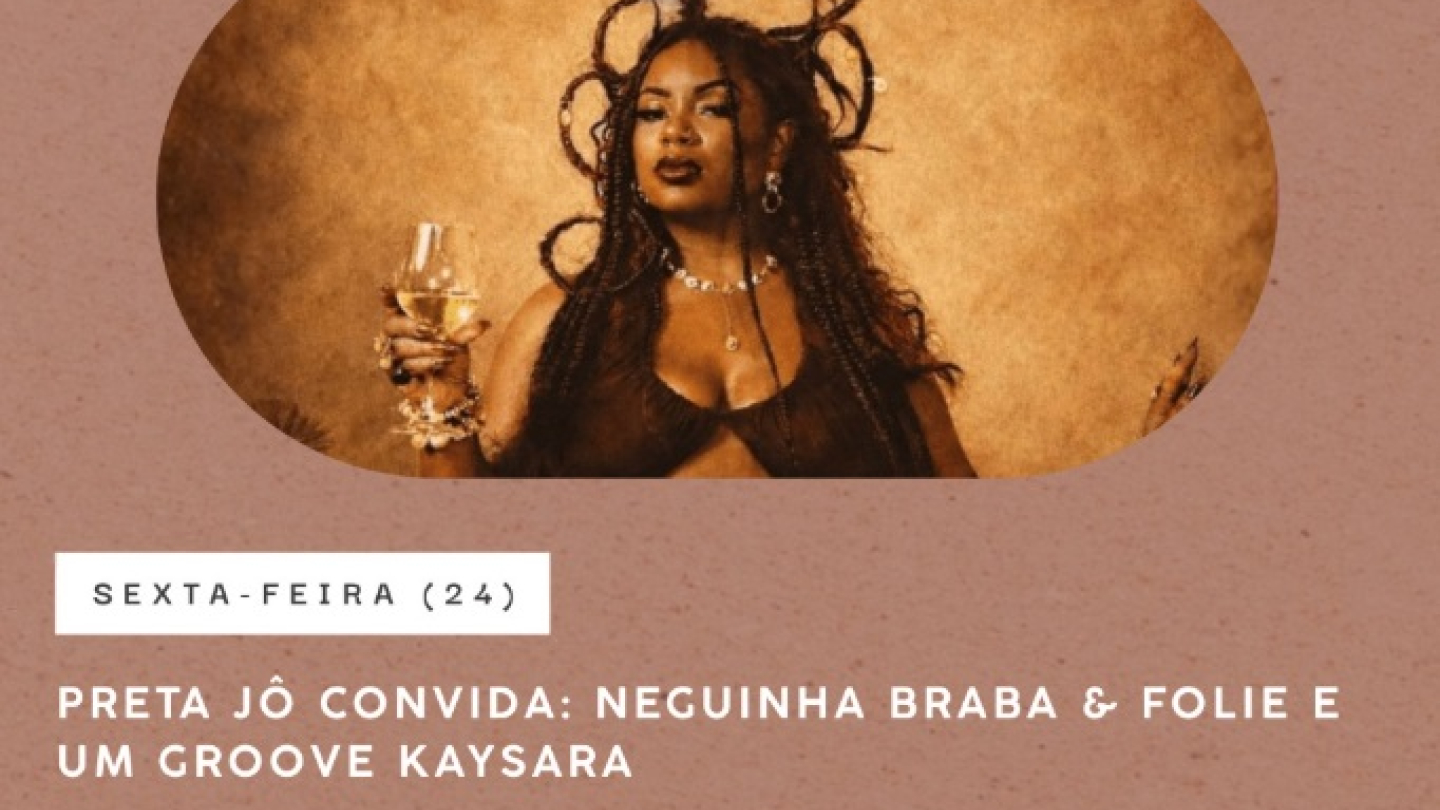 Cartaz de divulgação cultural para o evento gratuito "Preta Jô Convida", que acontece nesta sexta-feira (24), às 20h, no Teatro Guarany
