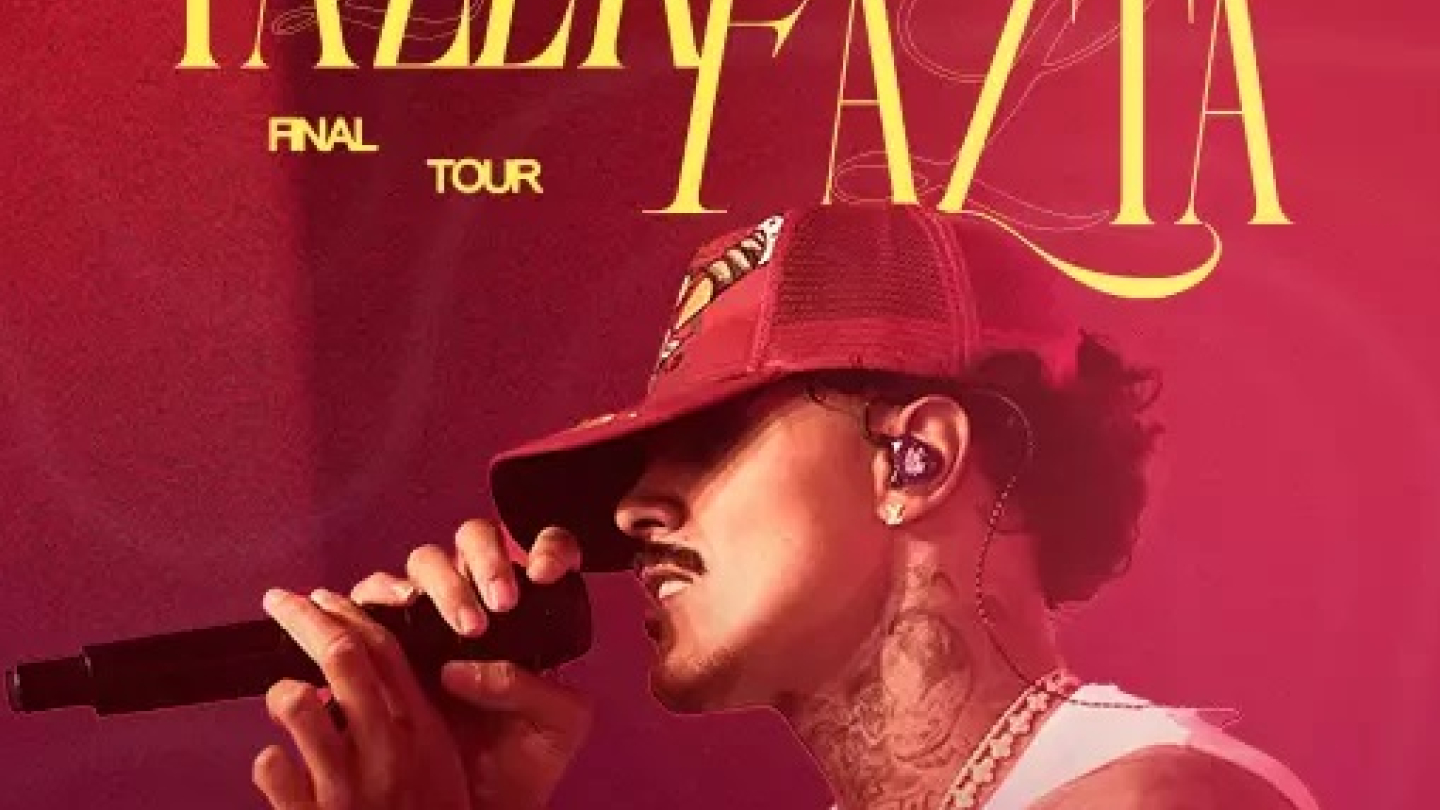 Cartaz promocional do show "Fazer Falta - Final Tour" do cantor MC Livinho, agendado para o dia 20 de junho em Santos